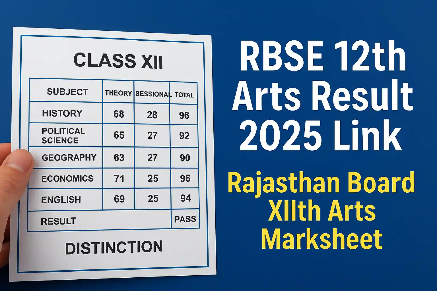 RBSE 12th Arts Result 2025