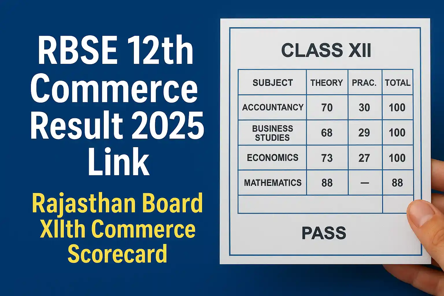 RBSE 12th Commerce Result 2025